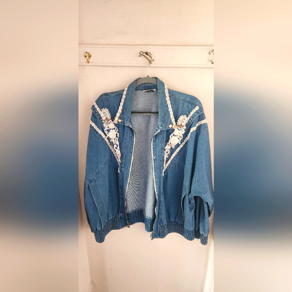 Denim coat with lace details (large)